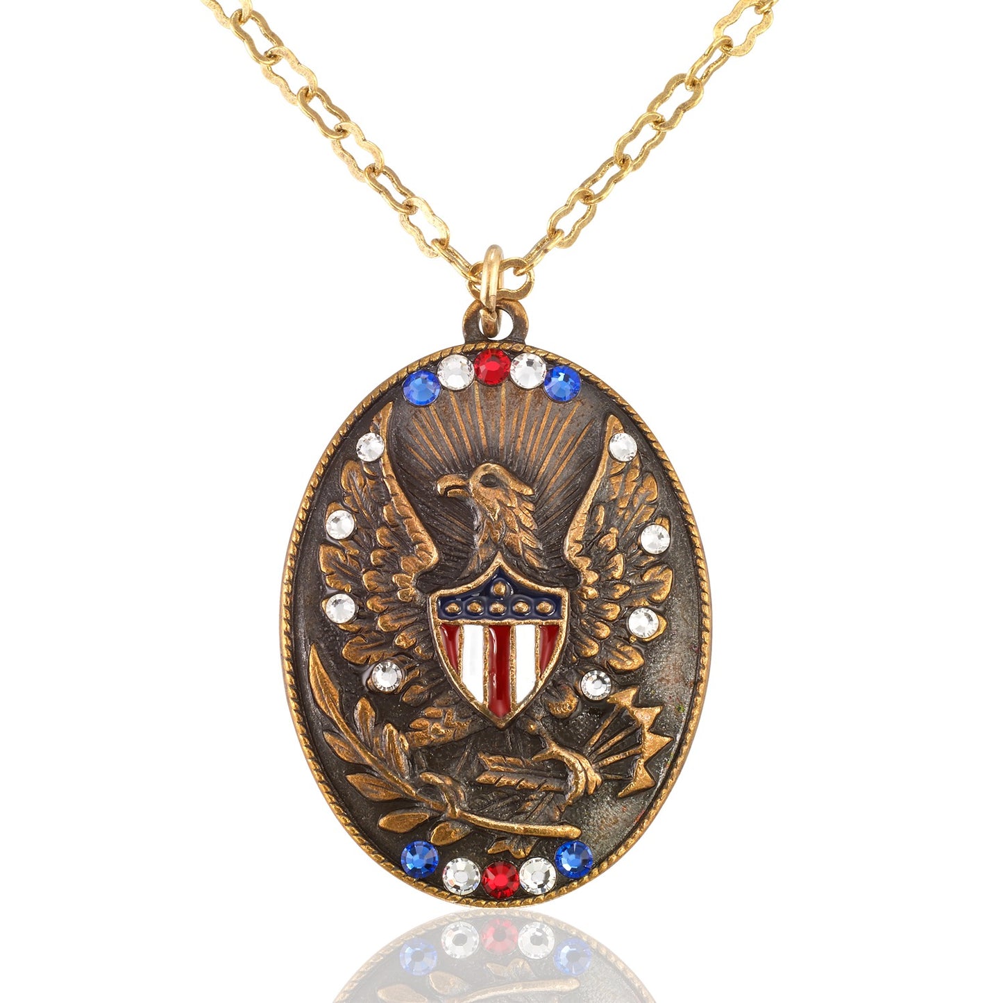 250 Years of Independence Crystal Oval Medallion Necklace