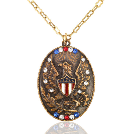 250 Years of Independence Crystal Oval Medallion Necklace - ShopAFA