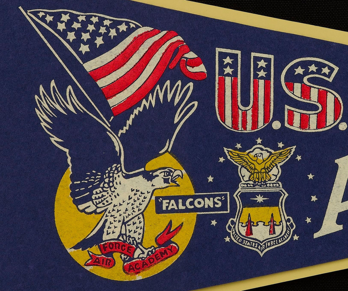 Vintage Air Force Academy Falcons Pennant, Circa 1950s