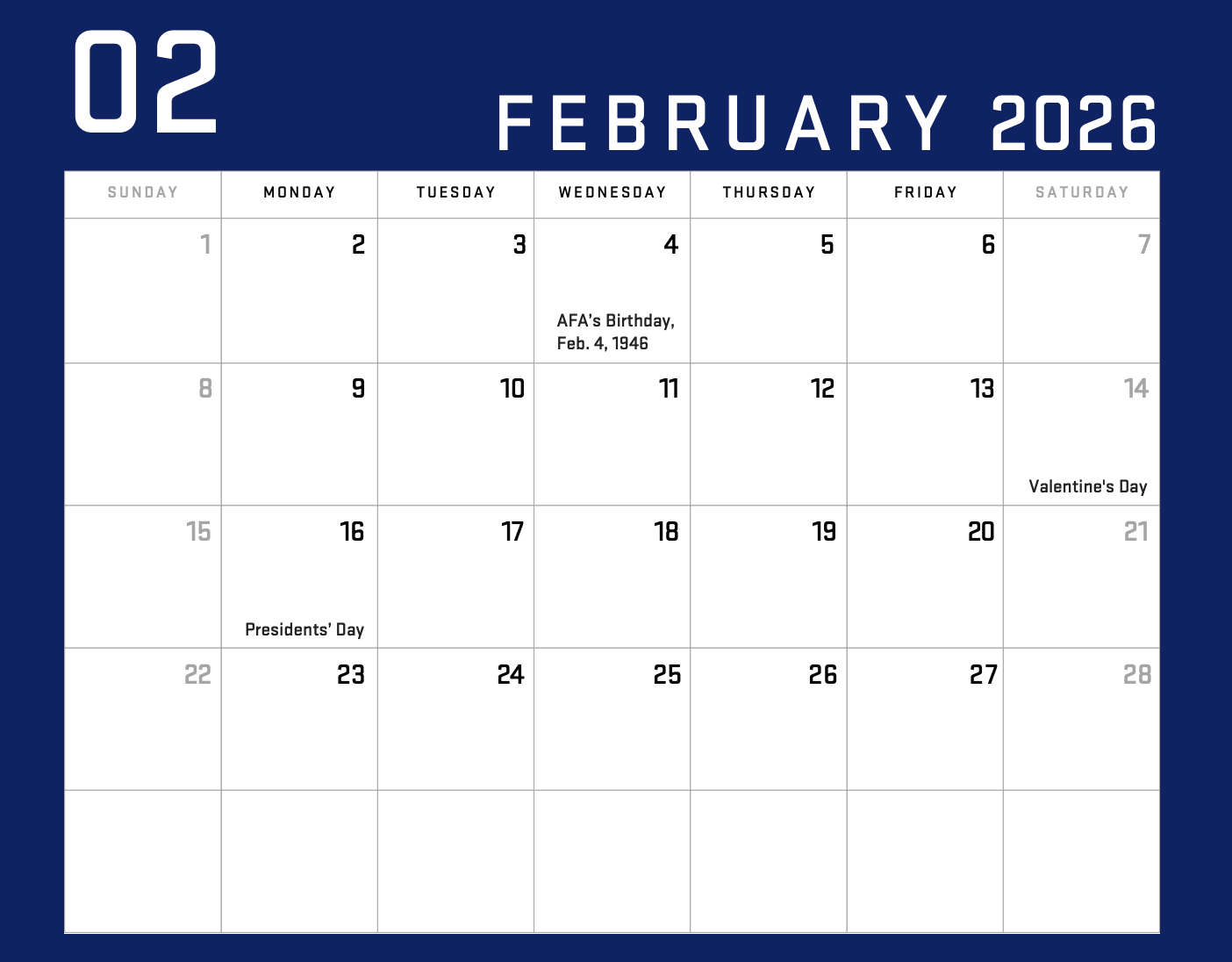 2026 AFA Calendar - ShopAFA