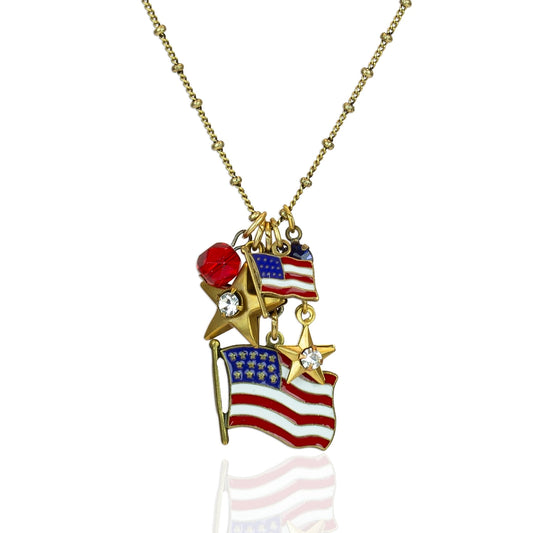 Stars & Stripes USA Flag Americana Jumble Charm Necklace