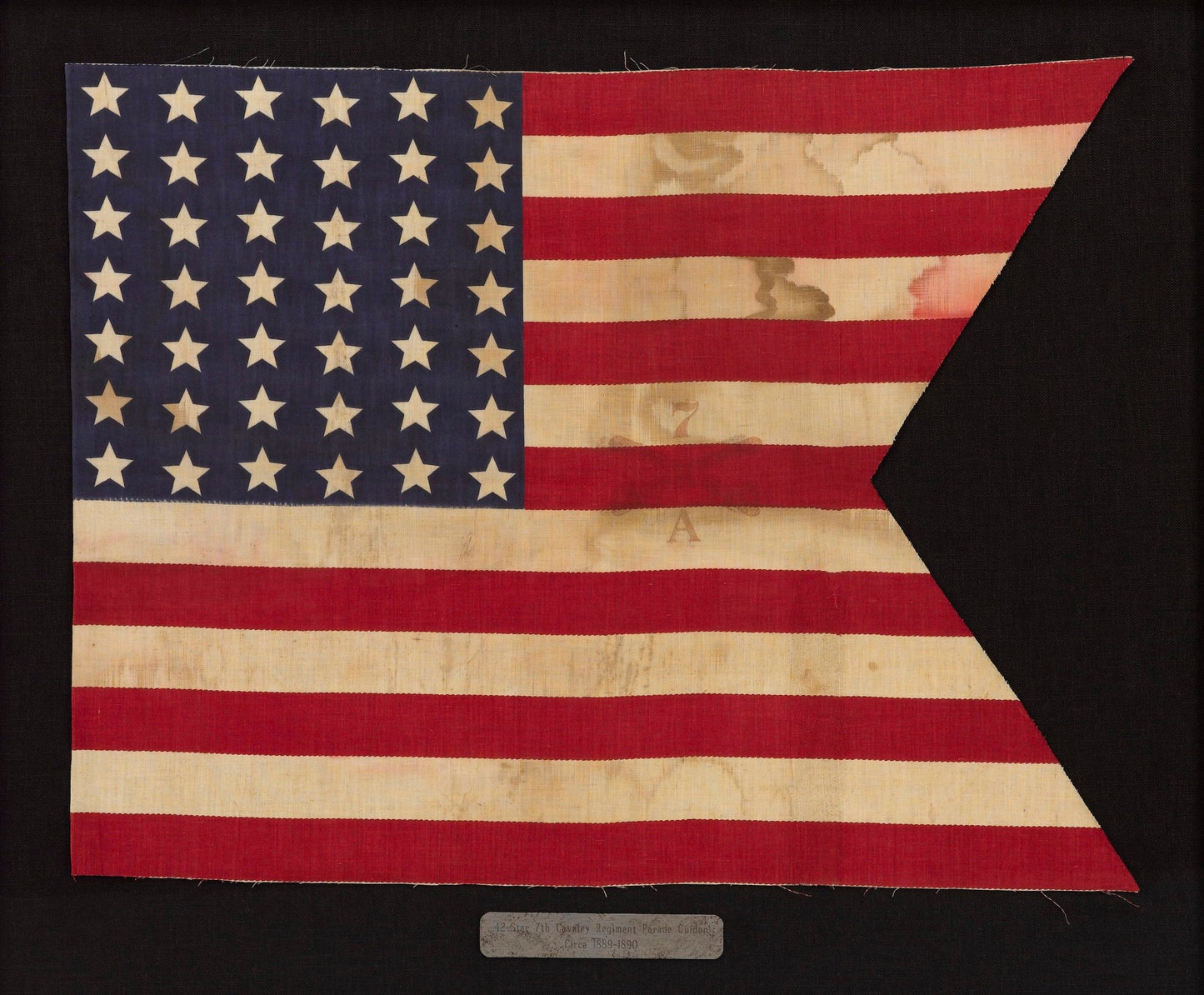 42-Star 7th Cavalry Regiment Parade Guidon, Printed "7A", Circa 1889-1890