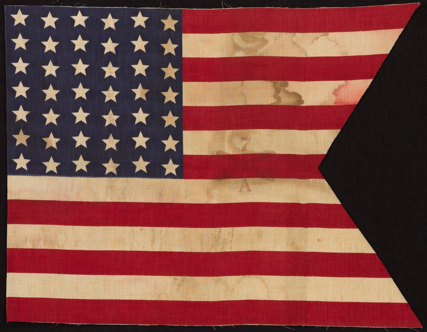 42-Star 7th Cavalry Regiment Parade Guidon, Printed "7A", Circa 1889-1890