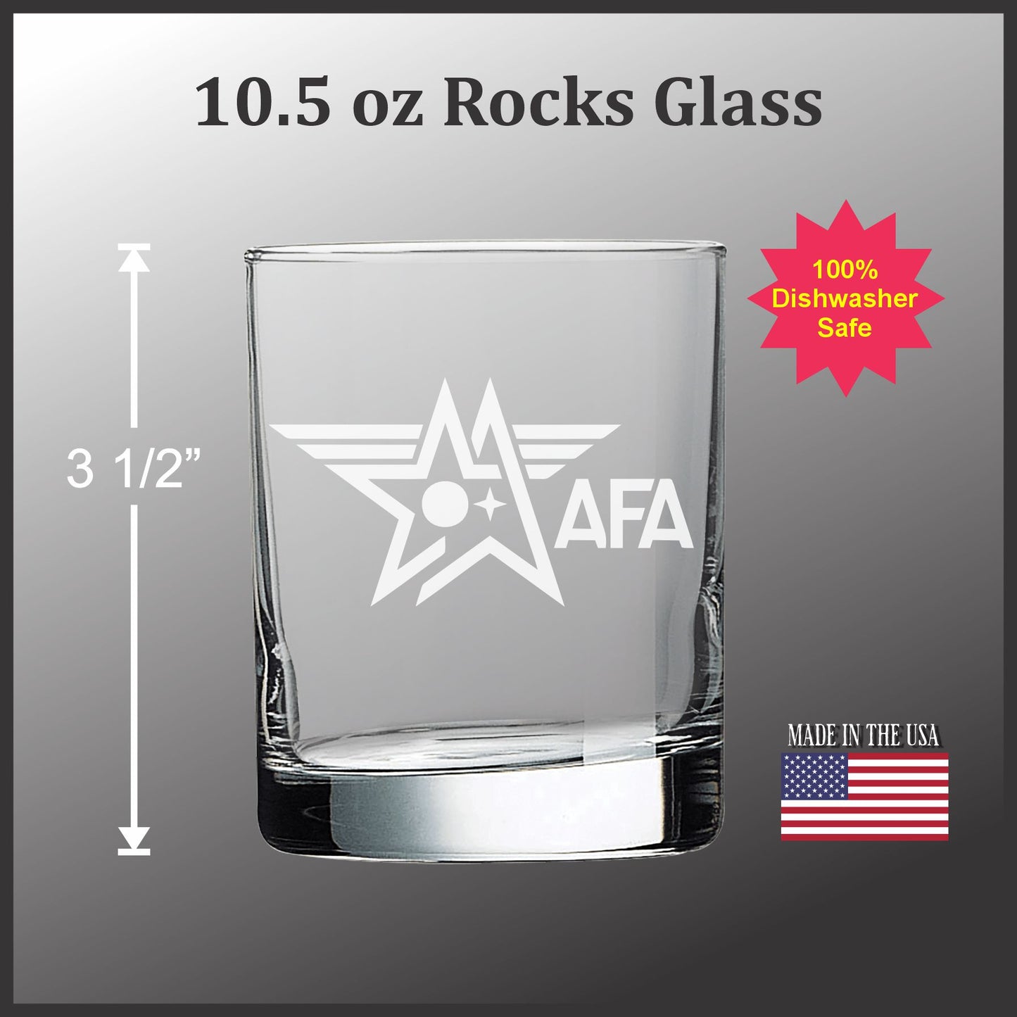 AFA Etched Rocks Glass