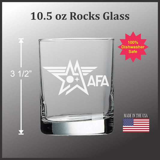 AFA Etched Rocks Glass