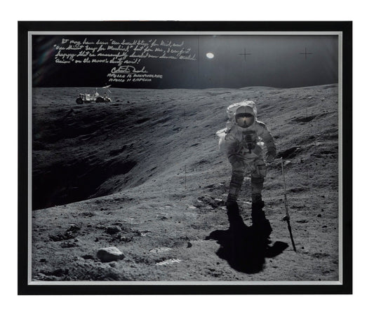 Charlie Duke Signed Photograph of Apollo 16 Moonwalk