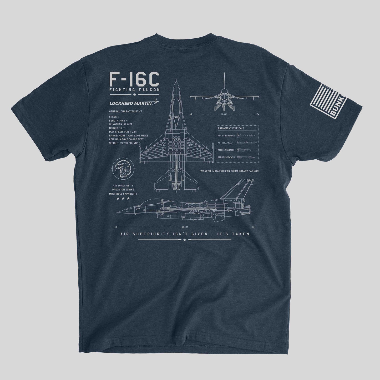 F-16 Blueprint T-Shirt