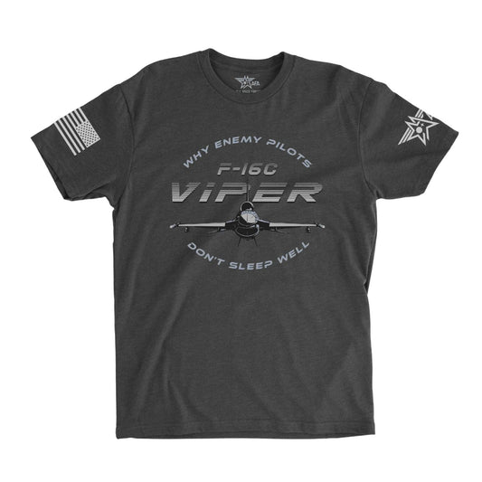 Gray t-shirt with F-16C Viper graphic and text on a white background