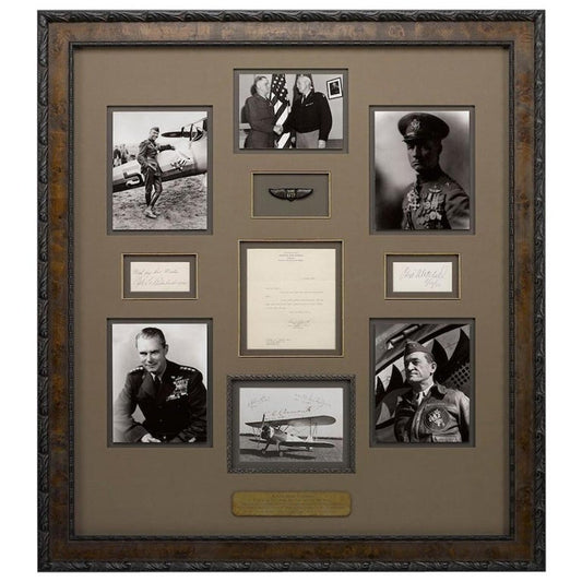 Great Air Force Captains Collage, with Signatures of Chennault, Arnold, Vandenberg, Spaatz, Mitchell, and Rickenbacker