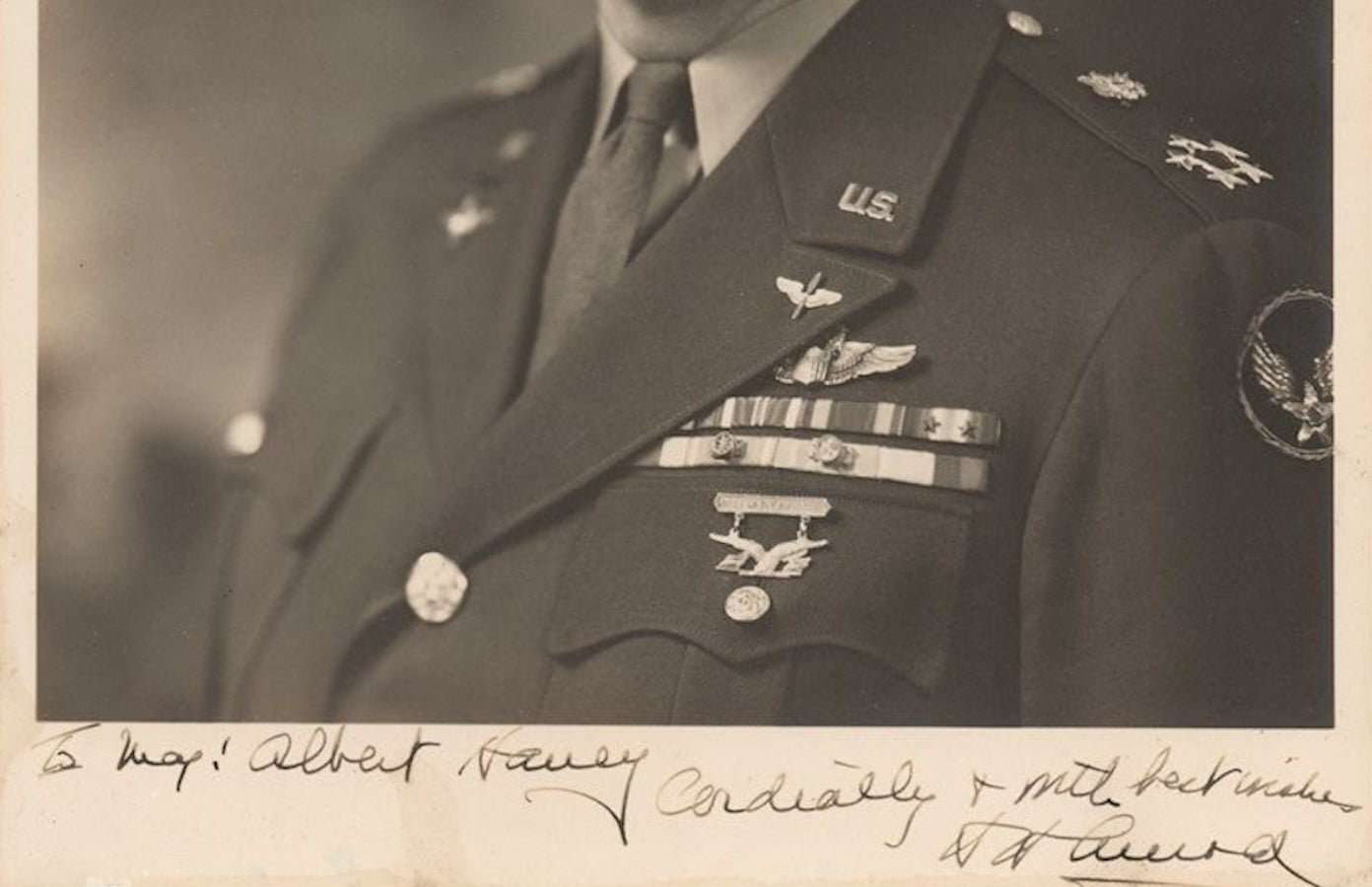 H.H. "HAP" Arnold Signed and Inscribed Photograph, to Maj. Albert Haney