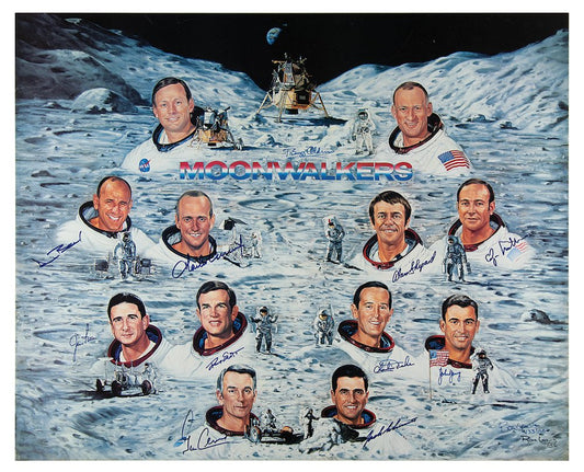 "Moonwalkers" Limited Edition Lithograph by Ron Lewis, Numbered 433/1000, Signed by Eleven Moonwalkers