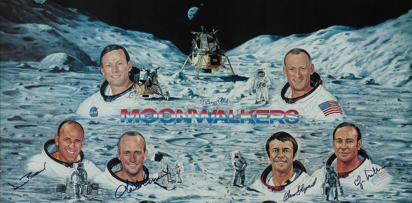 "Moonwalkers" Limited Edition Lithograph by Ron Lewis, Numbered 433/1000, Signed by Eleven Moonwalkers