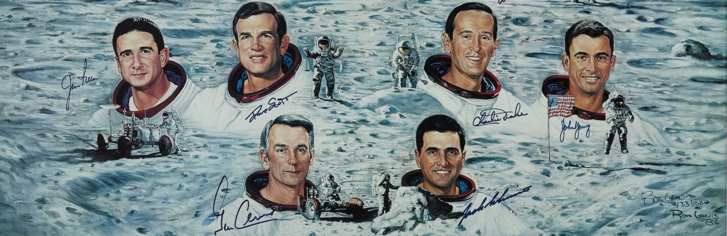 "Moonwalkers" Limited Edition Lithograph by Ron Lewis, Numbered 433/1000, Signed by Eleven Moonwalkers