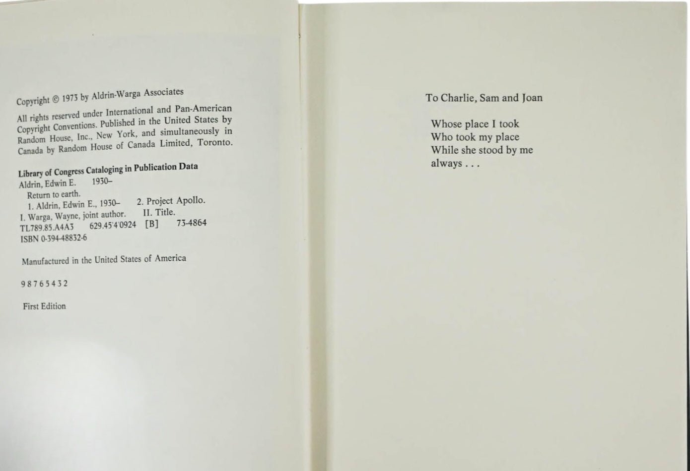Return to Earth, Signed and Inscribed by Edwin "Buzz" Aldrin, First Edition in Original Dust Jacket, 1973