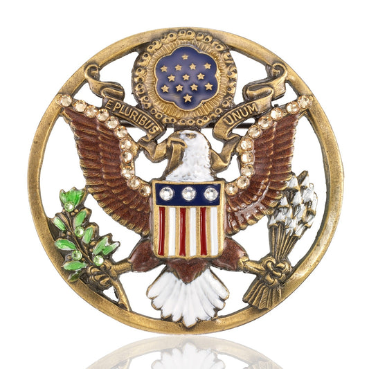 Seal of American Freedom Eagle Emblem Crystal Brooch - ShopAFA
