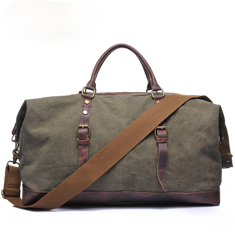 Canvas Leather Travel Duffle Bag