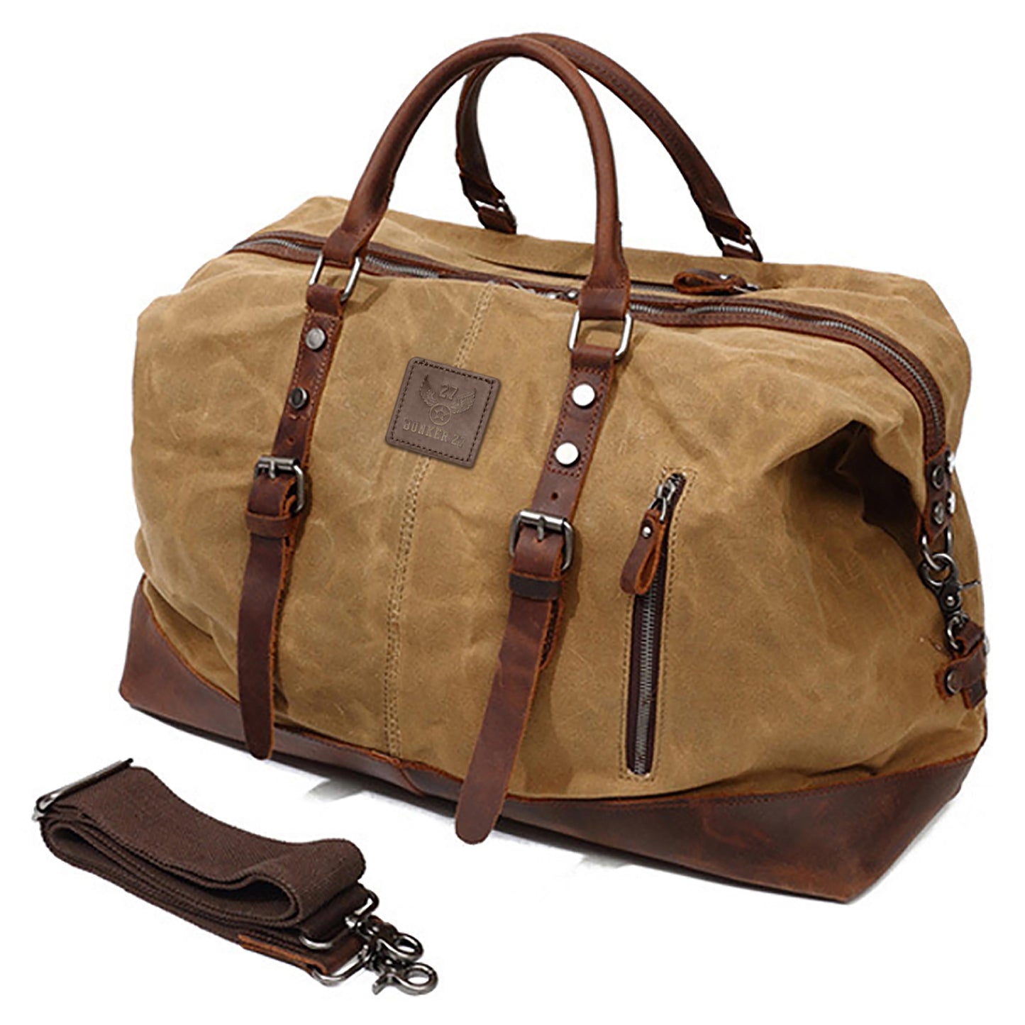 Canvas Leather Travel Duffle Bag