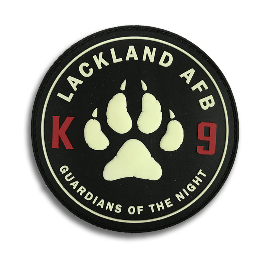 K9 Lackland AFB Paw Glow in Dark 4" PVC Patch, Bunker 27
